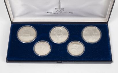 Jeux Olympiques de Moscou, 1980 Set of 5 silver coins (min. 800):

- 3 of 10 rubles...