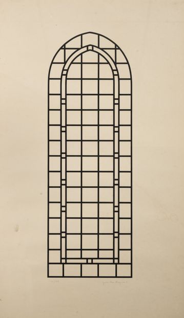 Jean-Pierre RAYNAUD (1939) Vitrail de l'Abbaye de Noirlac (étude pour vitraux), 1977.

Sérigraphie...