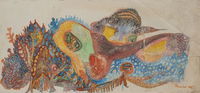 URSULA (1921-1999) Untitled, 1963. 

Watercolor and gouache on paper. 

Signed and...