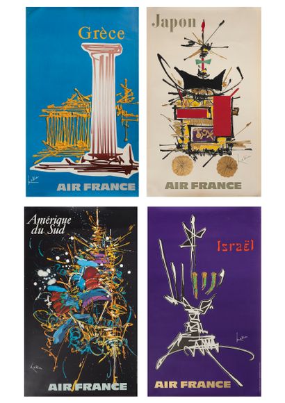 D'après Georges MATHIEU (1921-2012) Lot of seven posters made for the airline Air...