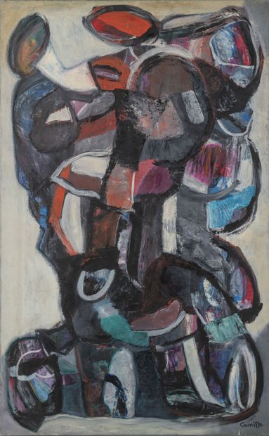 CAMILLE (1926-2012) Polychrome composition, circa 1958.

Oil on canvas.

Signed lower...
