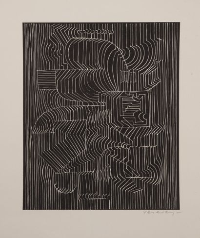 Victor VASARELY (1906-1997) Gordium, 1973.

Black lithograph on paper.

Signed lower...