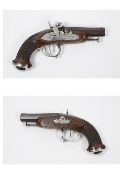 CUILLIERON, à Grenoble, début du XIXème siècle (modifié) Pistolet de voyage à silex...