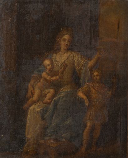 ECOLE FRANCAISE DU XIXème siècle Personnages. 

Huile sur toile.

31 x 26 cm. 

Vernis...