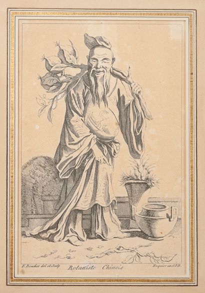null Lot de six gravures : 

- Le botaniste chinois d'après l'oeuvre de François...