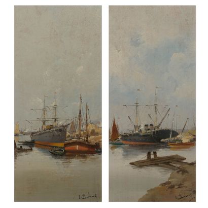 Louis DUPUY (1854-1941) Paire de marines. 

Deux huiles sur panneau, formant pendant....