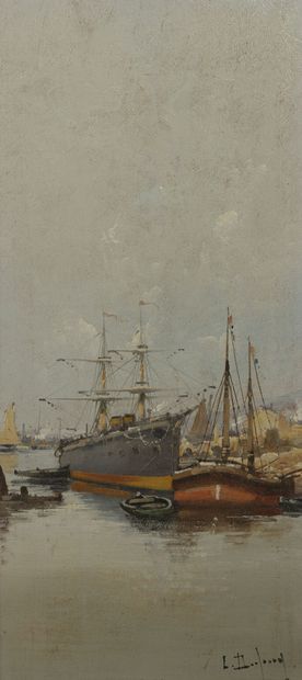 Louis DUPUY (1854-1941) Paire de marines. 

Deux huiles sur panneau, formant pendant....
