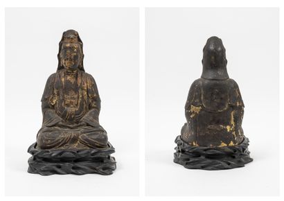 CHINE, fin du XVIIIème-début du XIXème siècle. Boddhisatva Kwan Yin en méditation...
