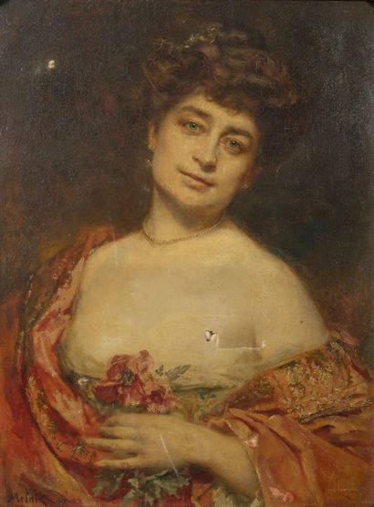Camillo MELNIK (1862-?) Portrait de femme au bouquet d'anémones. 1907.

Huile sur...