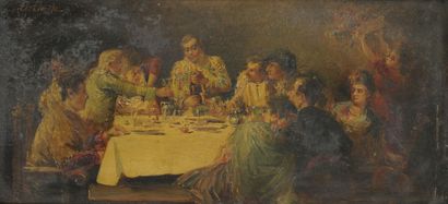 Daniel CORTES PEREZ (1873-1919) Après la corrida, autour de la table.

Huile sur...