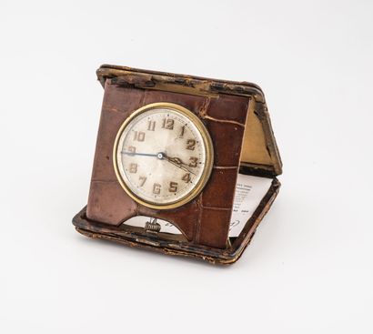 8-day officer's alarm clock. 
Dial with silvered...