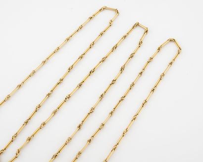 Yellow gold (750) watch chain with long alternating...