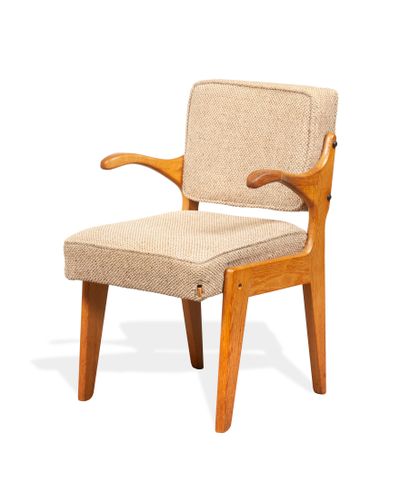 ROBERT GUILLERME (1913-1990) & JACQUES CHAMBRON (1914-2001) - Fauteuil à garniture...