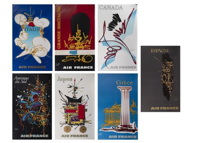 D'après Georges MATHIEU (1921-2012) Lot of seven posters made for the airline Air...