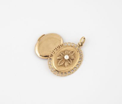 Yellow gold (750) pendant with a flower and...