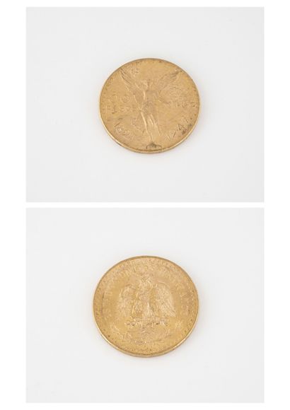 MEXIQUE Pièce de 50 pesos, 1821-1947. 

Poids : 41.7 g. 

Rayures d'usage.