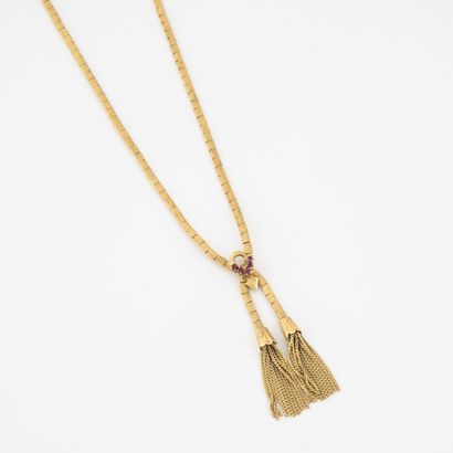 Yellow gold (750) necklace with amatie link,...