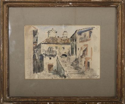 Daniel ZULOAGA BONETA (1852-1921) Lot de trois aquarelles sur papier :

- Chateau.

Annoté...