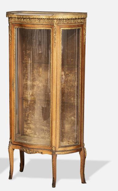 FRANCE, vers 1900-1920 Mahogany and mahogany stained wood showcase with a door, with...