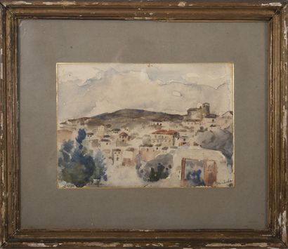 Daniel ZULOAGA BONETA (1852-1921) Lot de trois aquarelles sur papier :

- Chateau.

Annoté...