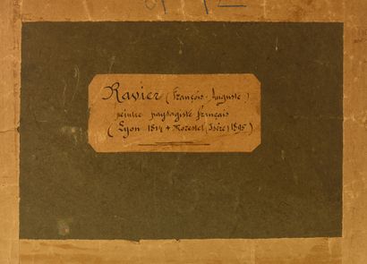 Auguste RAVIER (1814-1895) Paysage au crépuscule. 

Huile et gouache sur papier contrecollé...