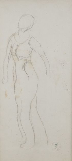 Ferdinand HODLER (1853-1918) Étude de personnage debout. 

Crayon. 

Cachet à sec...