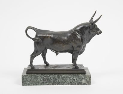 D'après Alfred BARYE (1839-1882) Roman bull. 

Proof in bronze with brown patina....