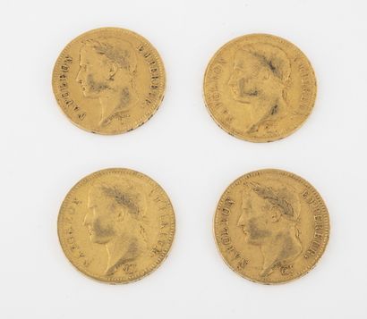 France Lot de 4 pièces de 40 francs, Napoléon Empereur.

- 1810, Lille.

- 1811,...