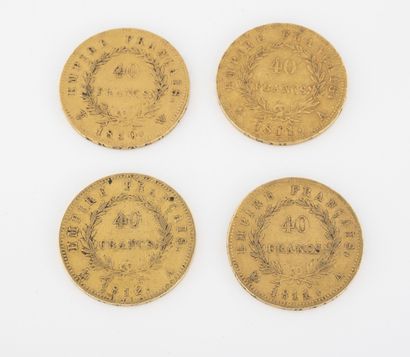 France Lot de 4 pièces de 40 francs, Napoléon Empereur.

- 1810, Lille.

- 1811,...