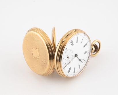 null Yellow gold (750) pocket watch.

Back cover with central cartouche decoration...