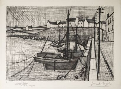 Bernard BUFFET (1928-1999) Port breton, 1954.

Pointe sèche sur papier.

Epreuve...