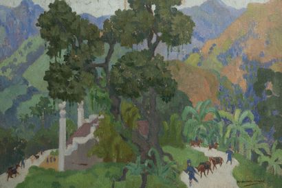 Raymond VIRAC (1892-1946) Paysage de montagne animé. 

Huile sur toile.

Signée en...