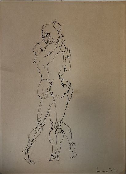 Léonor FINI (1907-1996) Couple s'enlaçant.

Mine de plomb et encre sur papier marouflé...