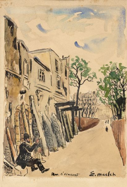 Elisée MACLET (1881-1962) Rue Saint-Vincent, Montmartre, Paris. 

Encre de chine,...