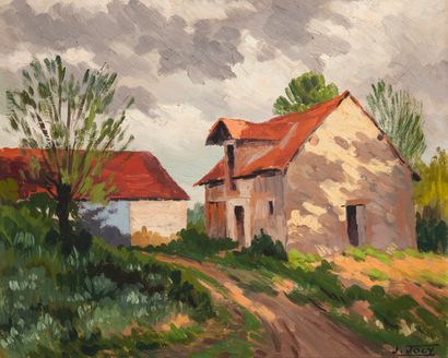 Jean JOLY (1900-1952) Les Chossins, vieille ferme.

Huile sur isorel. 

Signé en...