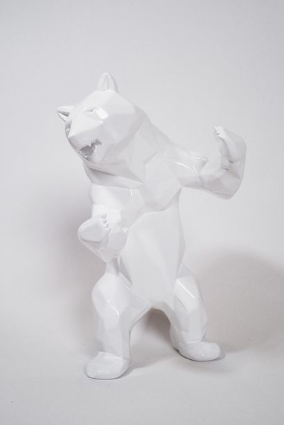 Richard Orlinski 
Sculpture Ours - 30 cm -résine blanc brillant - tirage personnel...