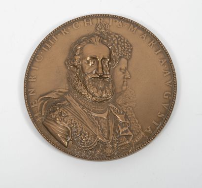 null Médaille en bronze commémorant le mariage d'Henri IV et de Catherine de Médicis....