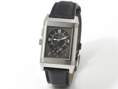JAEGER LECOULTRE ''REVERSO DUOFACE'' Men's wristwatch in steel.

Silvered dial partially...