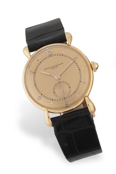 VACHERON & CONSTANTIN Montre bracelet d'homme en or rose (750).

Cadran doré avec...