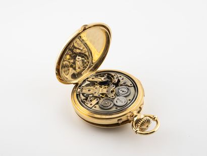 Jules JÜRGENSEN, Copenhagen Yellow gold (750) soapstone watch with striking and striking...