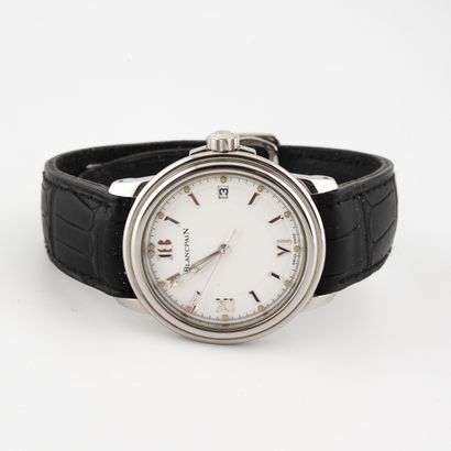 BLANCPAIN ''LEMAN'' N°1594 Montre bracelet d'homme en acier.

Cadran blanc avec chiffres...