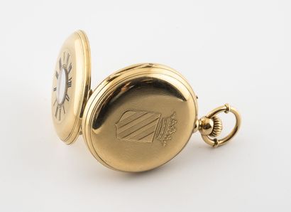 Charles OUDIN, Genève, Horloger de la Marine Half-savonnette pocket watch in yellow...