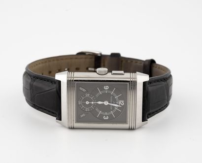 JAEGER LECOULTRE ''REVERSO DUOFACE'' Men's wristwatch in steel.

Silvered dial partially...