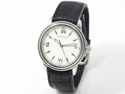 BLANCPAIN ''LEMAN'' N°1594 Men's wristwatch in steel.

White dial with Roman numerals...