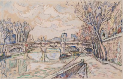 Paul SIGNAC (1863-1935) The Pont-Neuf, Paris.
Watercolour and gouache over pencil...