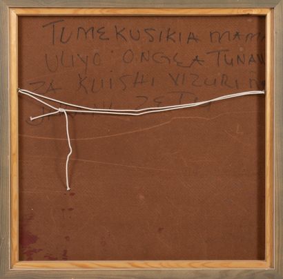 George LILANGA (1934-2005) I talk a lot... 
 Oil on isorel.
Signed lower left and...