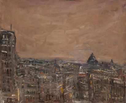Erich SCHMID (1908-1984) Panoramic view, 1973.
Oil on canvas.
Signed and dated lower...
