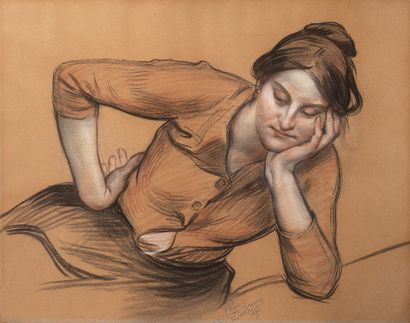VICTOR PROUVÉ (1858-1943) 
Study for La Vie, 1897-1898.

Charcoal, red chalk and...