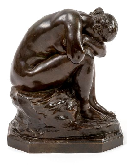 Aimé-Jules DALOU (1838-1902) Le miroir brisé ou La vérité méconnue.
Proof in brown...