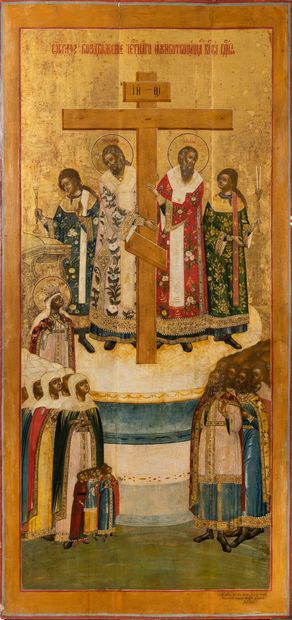 Trophim Mikhalovich DOROKHOV Very large icon of the Exaltation of the Cross.
Tempera...